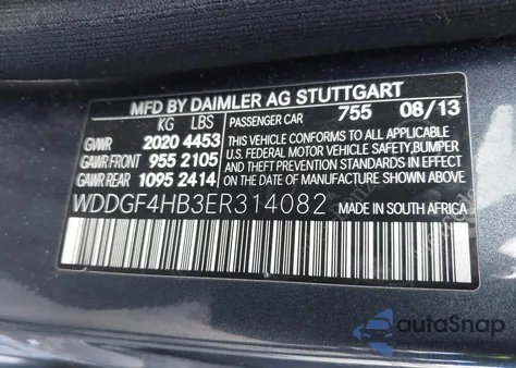 2014 Mercedes-Benz C 250 Sport from USA, damaged, VIN WDDGF4HB3ER314082